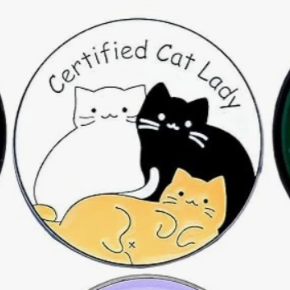 Certified Cat Lady Enamel Brooch Pin — Black, White & Orange Cats